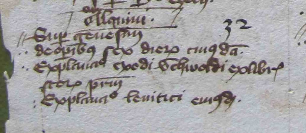 Beginn des Eintrag zu Alkuin, Heiligenkreuzer Bücherliste vor 1381, fol. 6r (Teil)